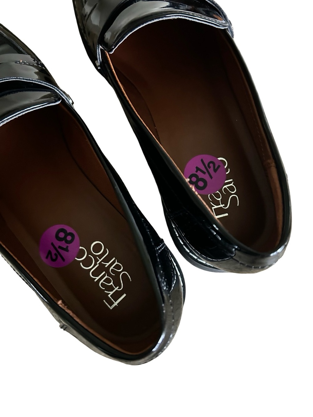 Franco Sarto Black Patent Lug Sole Penny Loafers Size 8.5 - Picture 6 of 9